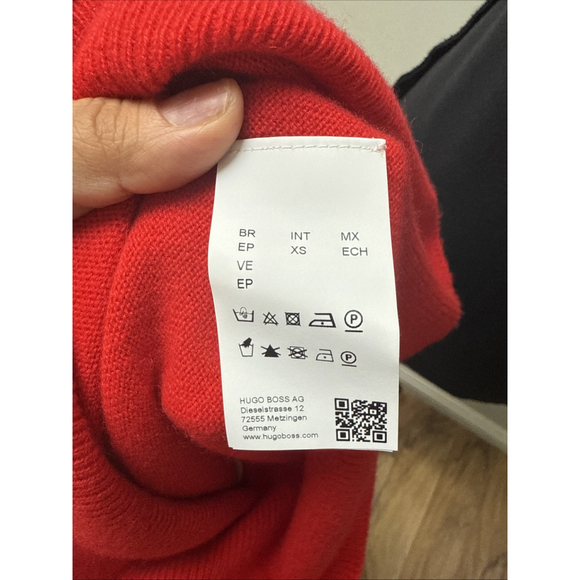 Hugo Boss Women's Colorblock Cashmere Sweater US XS Cream & Red Colorblock - Picture 6 of 7